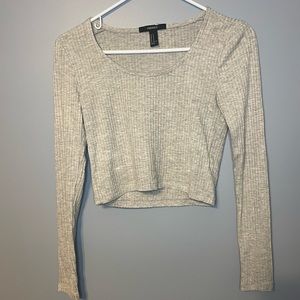 Forever 21 long sleeve grey crop top